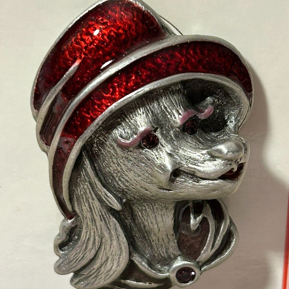 Dog Pin With A Drop-Down Loop For Eyeglasses And Id Vintage #RPJ6M
